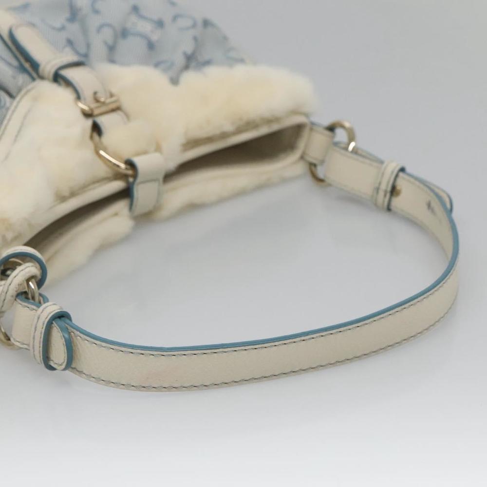 CELINE C Macadam Canvas Shoulder Bag Light Blue Gold Auth MX095 - Picture 8 of 16